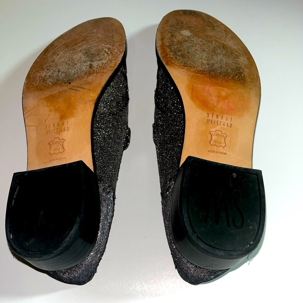 STUART WEITZMAN Women's 'Guy Thing' Metallic Lurex Tassel Slip-ons Loafers 7.5M - Picture 8 of 9